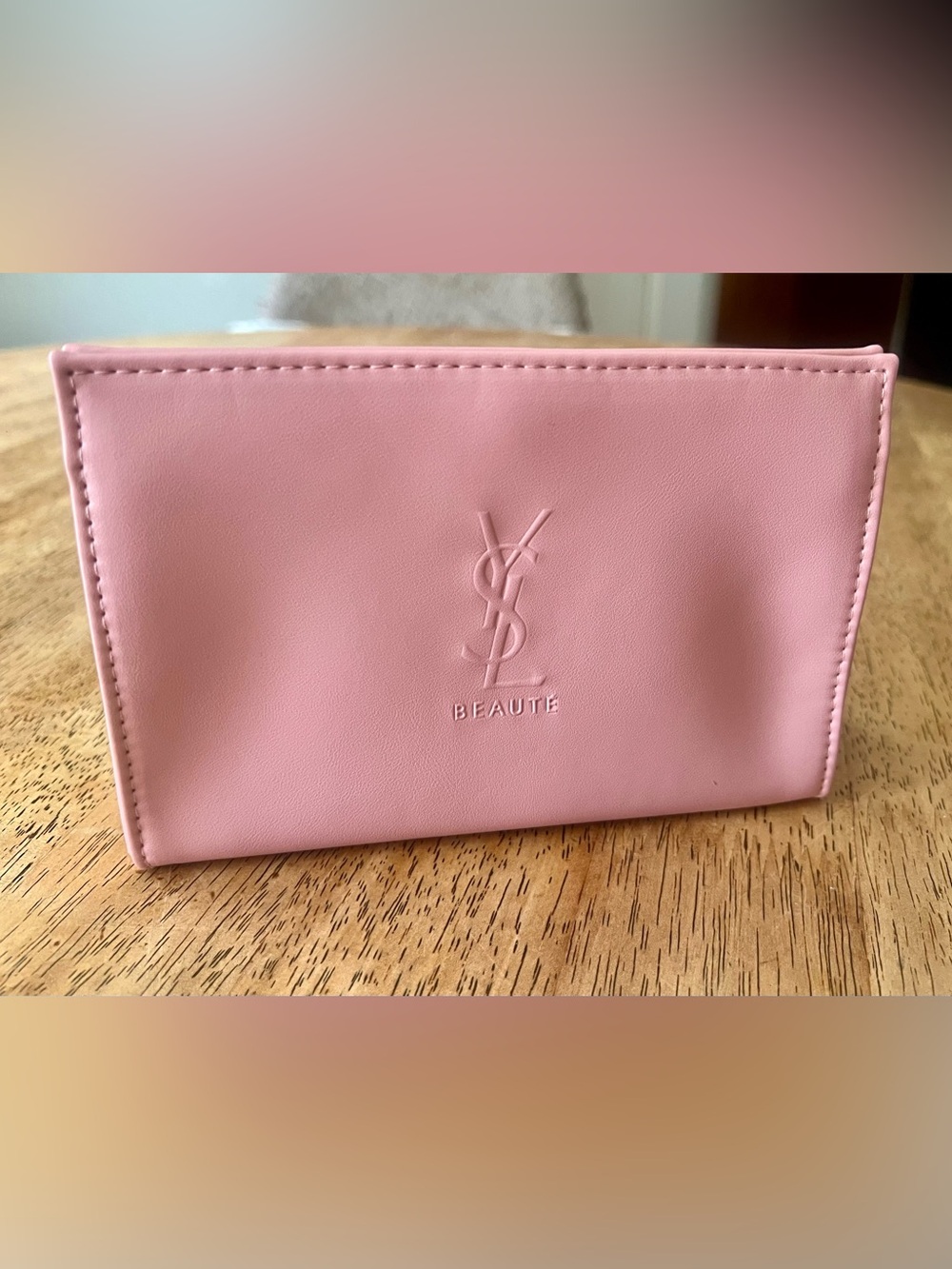Yves Saint Laurent YSL Beaute Pink Makeup Bag with Snap Button